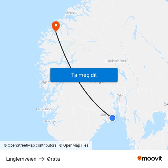 Linglemveien to Ørsta map