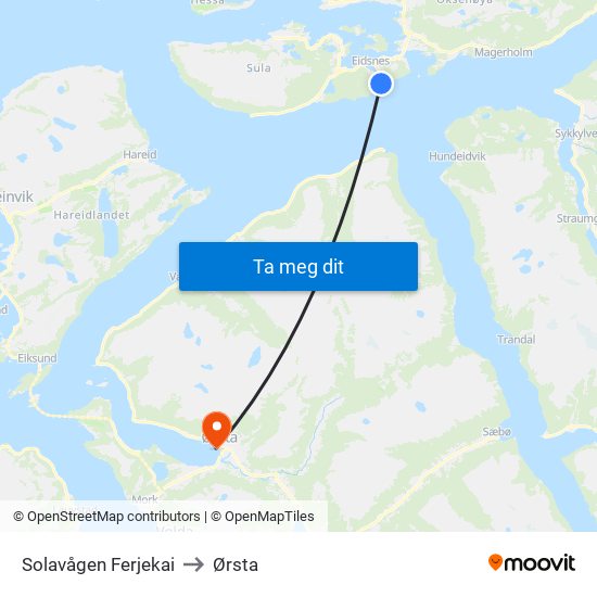 Solavågen Ferjekai to Ørsta map