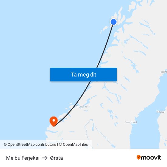 Melbu Ferjekai to Ørsta map