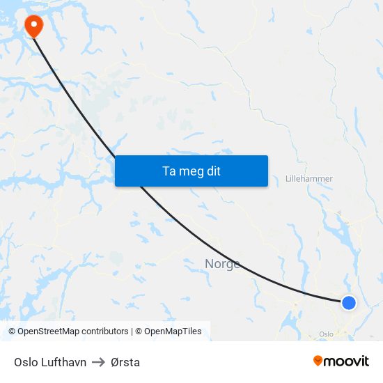 Oslo Lufthavn to Ørsta map