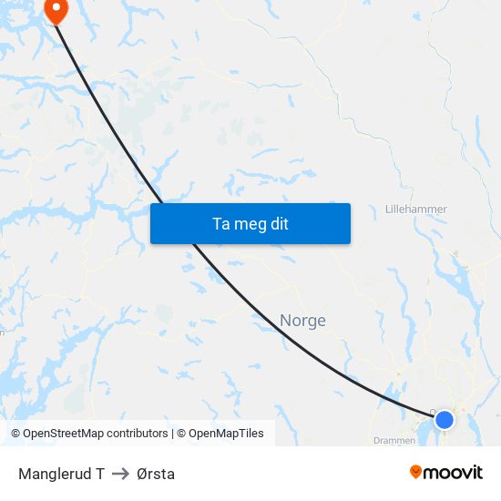 Manglerud T to Ørsta map