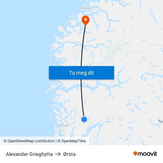 Alexander Grieghytta to Ørsta map