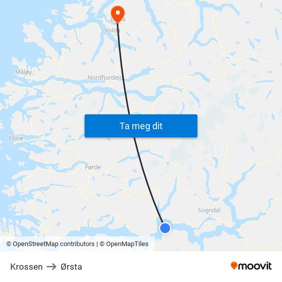 Krossen to Ørsta map