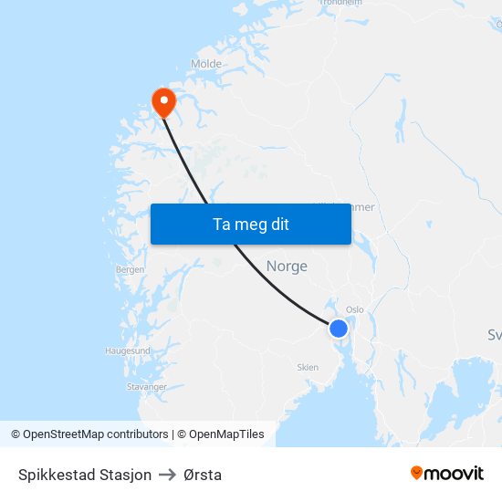 Spikkestad Stasjon to Ørsta map
