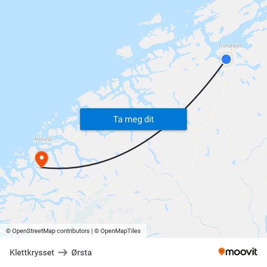 Klettkrysset to Ørsta map