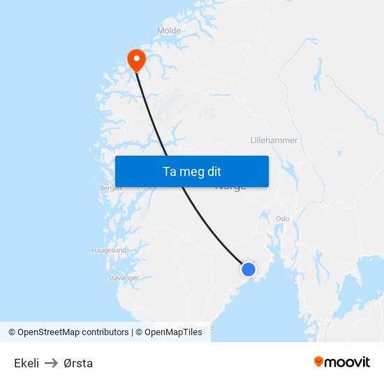 Ekeli to Ørsta map