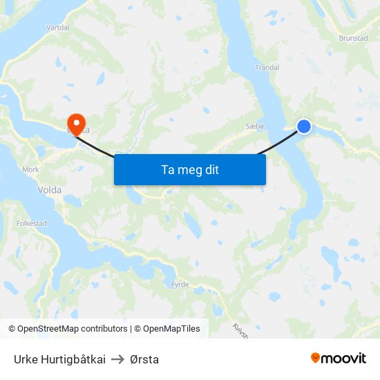 Urke Hurtigbåtkai to Ørsta map