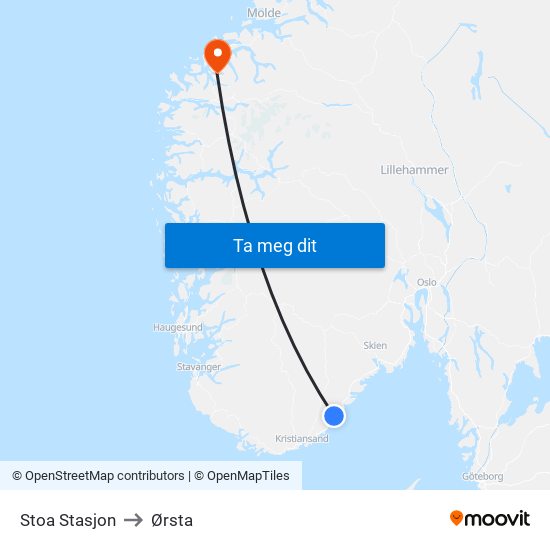 Stoa Stasjon to Ørsta map