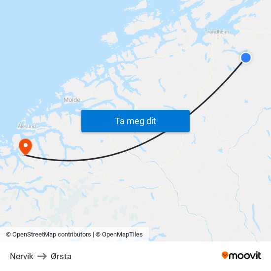 Nervik to Ørsta map