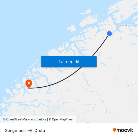 Songmoen to Ørsta map