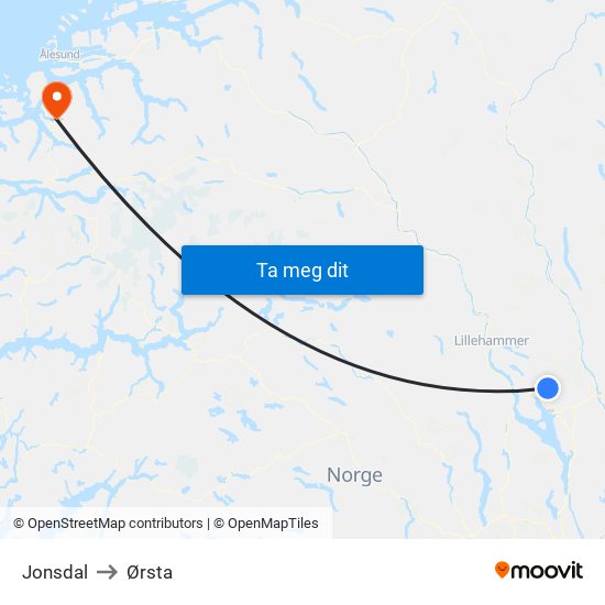 Jonsdal to Ørsta map