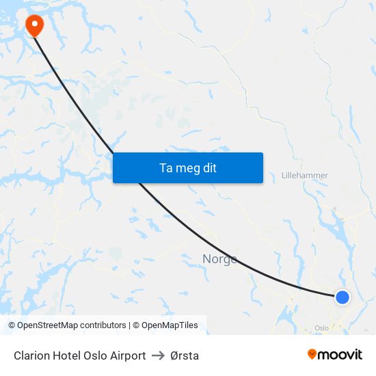 Clarion Hotel Oslo Airport to Ørsta map