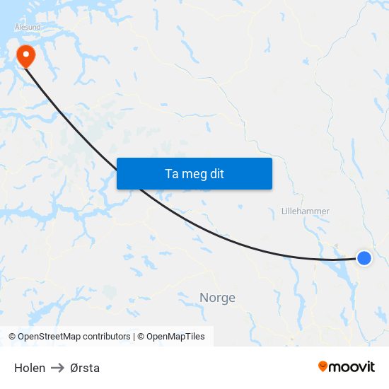 Holen to Ørsta map