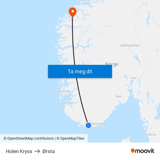 Holen Kryss to Ørsta map