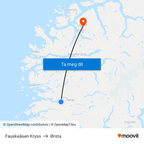 Fauskeåsen Kryss to Ørsta map