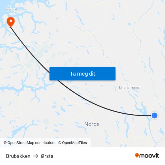 Brubakken to Ørsta map