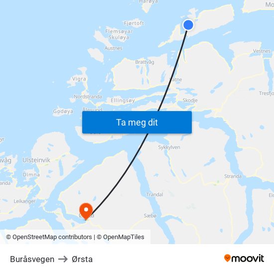 Buråsvegen to Ørsta map