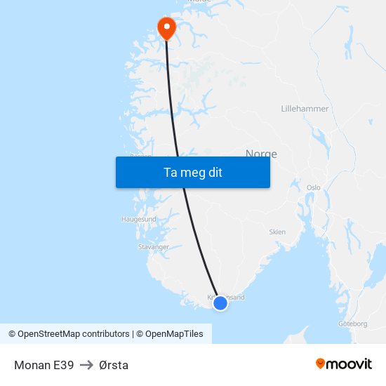 Monan E39 to Ørsta map