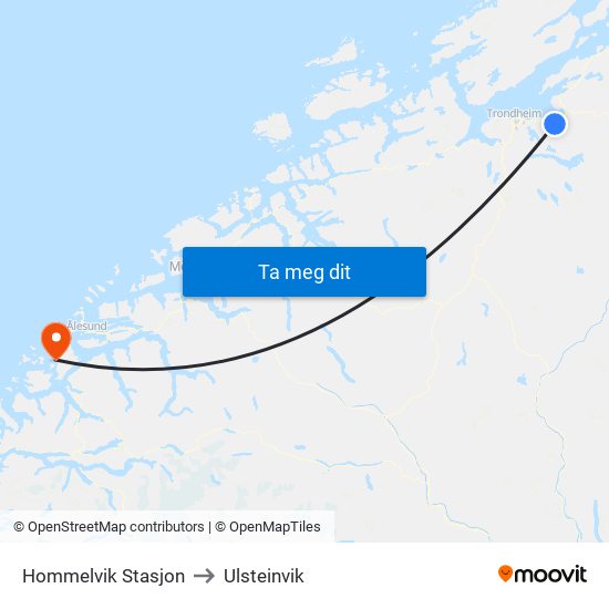Hommelvik Stasjon to Ulsteinvik map