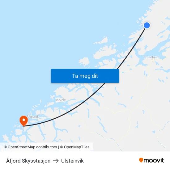 Åfjord Skysstasjon to Ulsteinvik map