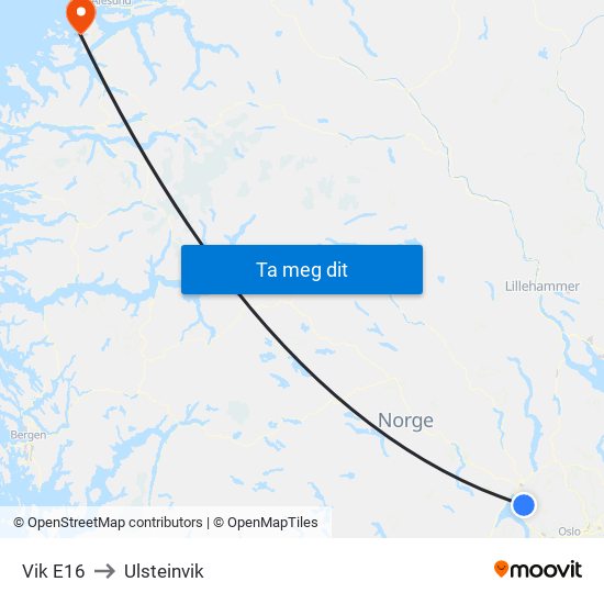 Vik E16 to Ulsteinvik map
