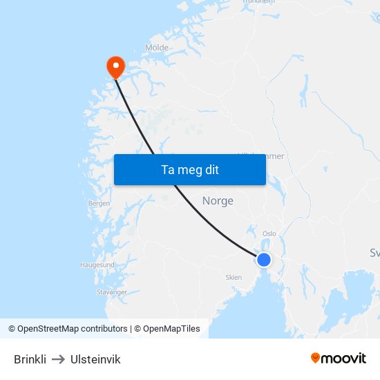 Brinkli to Ulsteinvik map