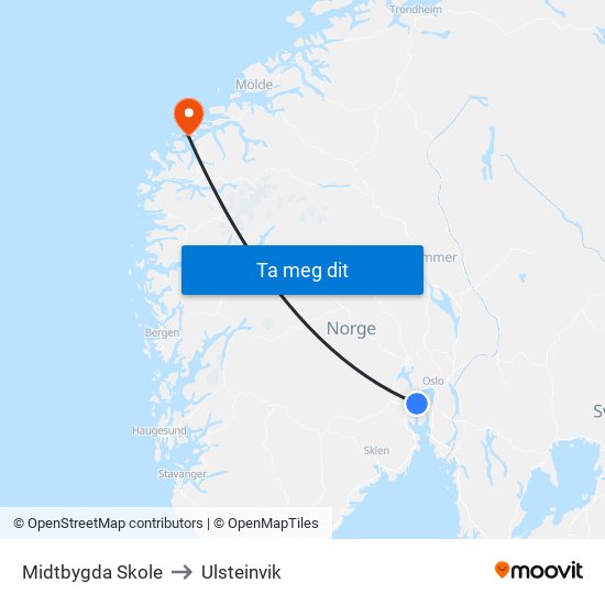 Midtbygda Skole to Ulsteinvik map