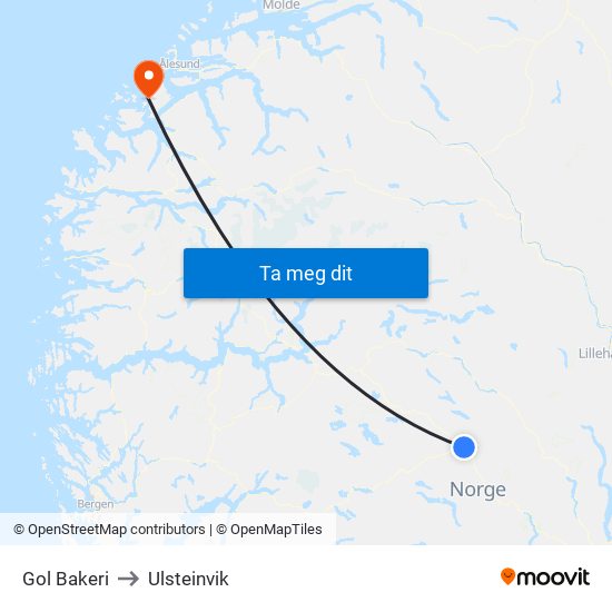 Gol Bakeri to Ulsteinvik map