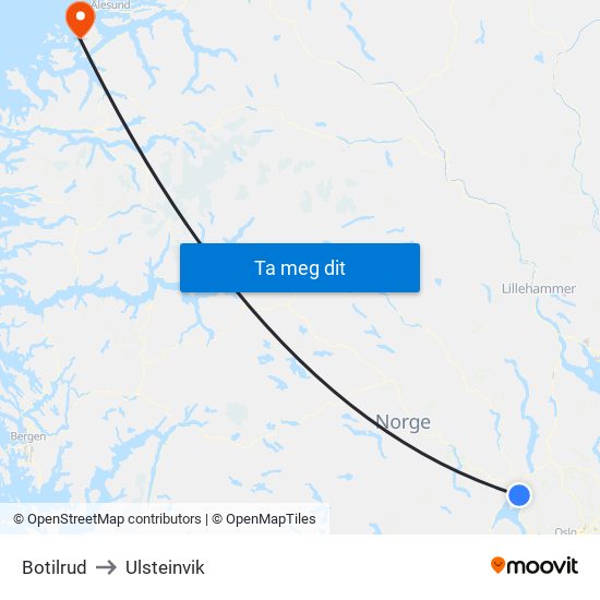 Botilrud to Ulsteinvik map