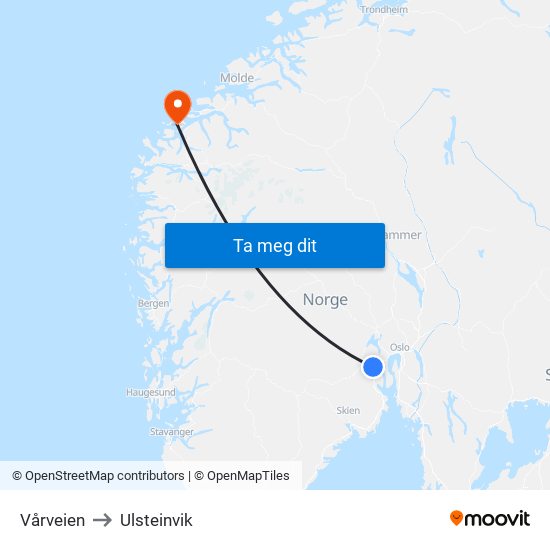 Vårveien to Ulsteinvik map