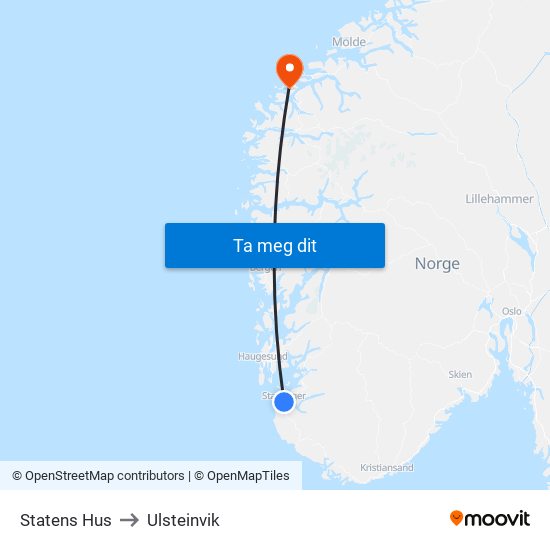 Statens Hus to Ulsteinvik map