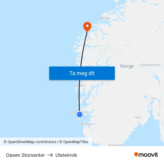 Oasen Storsenter to Ulsteinvik map