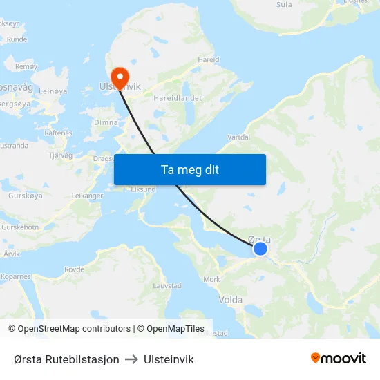 Ørsta Rutebilstasjon to Ulsteinvik map