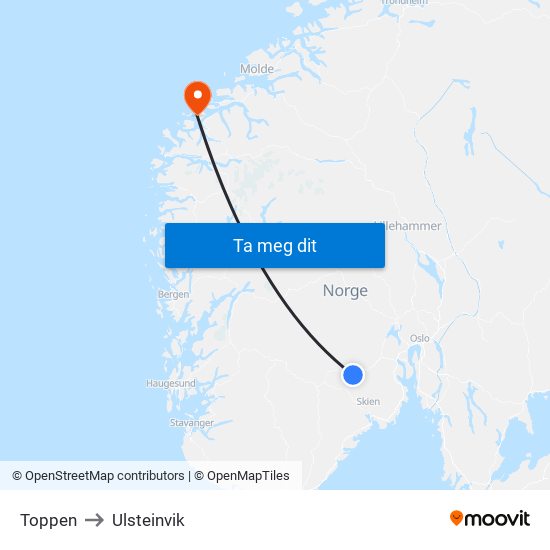 Toppen to Ulsteinvik map