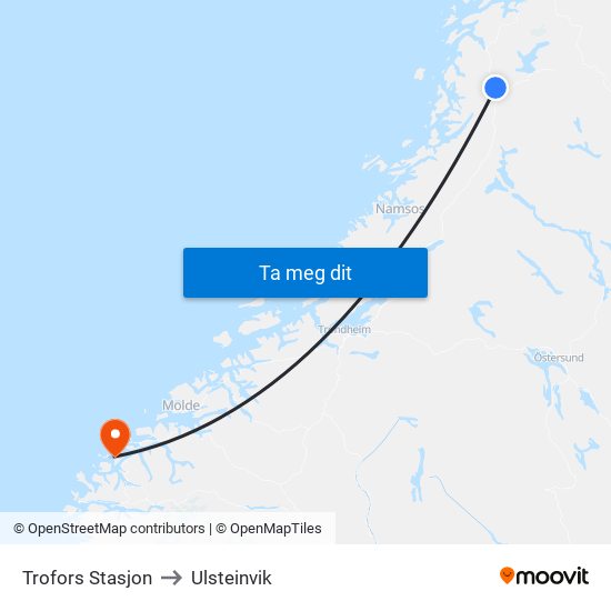 Trofors Stasjon to Ulsteinvik map