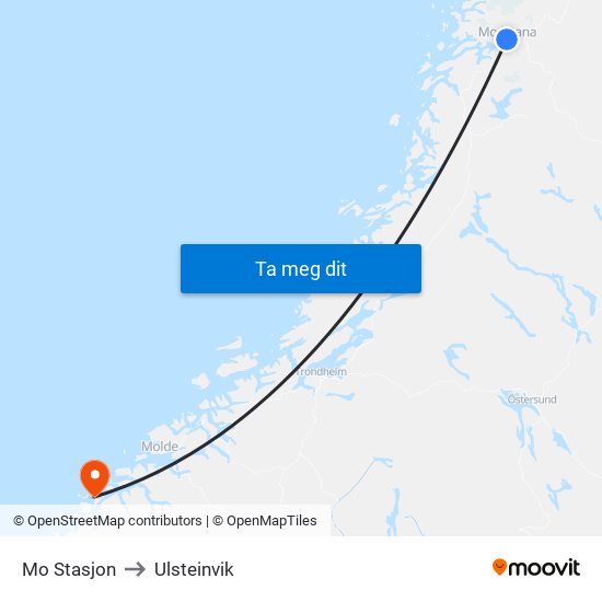 Mo Stasjon to Ulsteinvik map