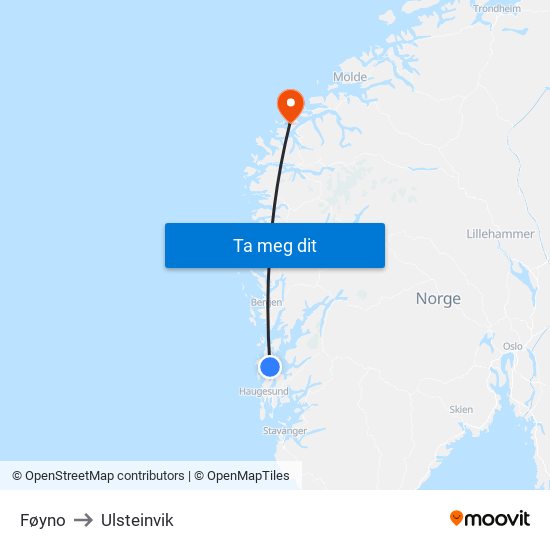 Føyno to Ulsteinvik map