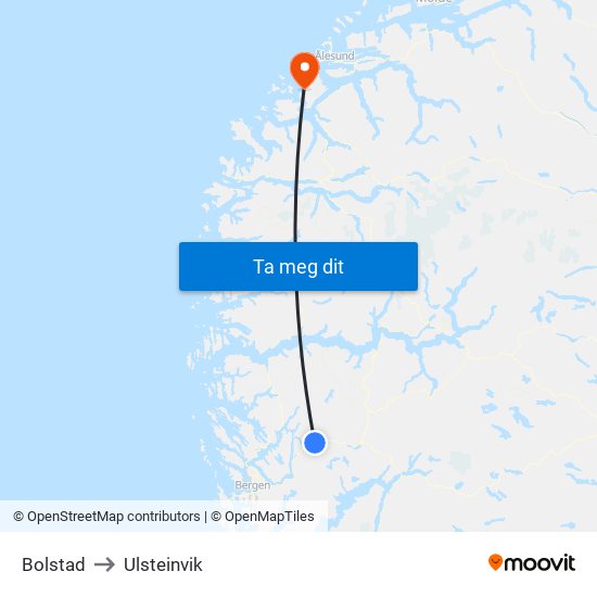 Bolstad to Ulsteinvik map