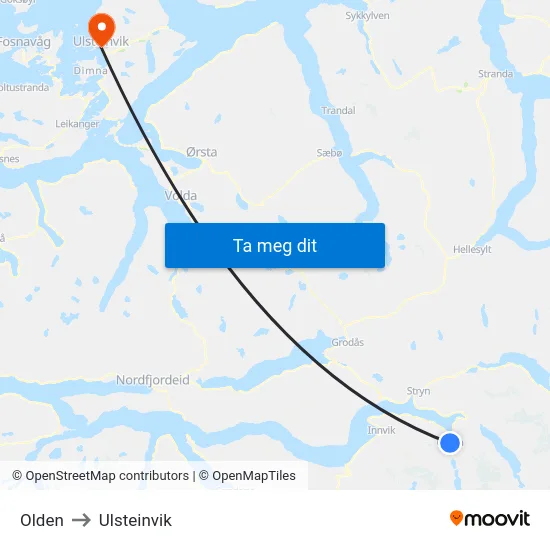 Olden to Ulsteinvik map