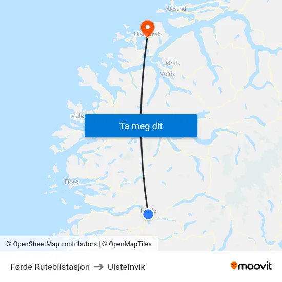 Førde Rutebilstasjon to Ulsteinvik map