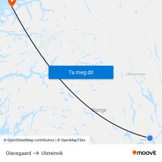 Olavsgaard to Ulsteinvik map