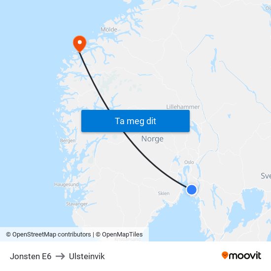 Jonsten E6 to Ulsteinvik map