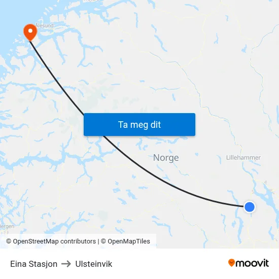 Eina Stasjon to Ulsteinvik map