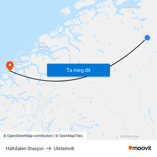 Haltdalen Stasjon to Ulsteinvik map
