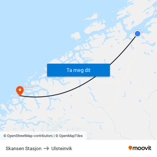 Skansen Stasjon to Ulsteinvik map