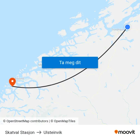 Skatval Stasjon to Ulsteinvik map