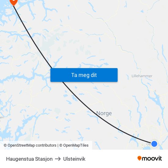 Haugenstua Stasjon to Ulsteinvik map