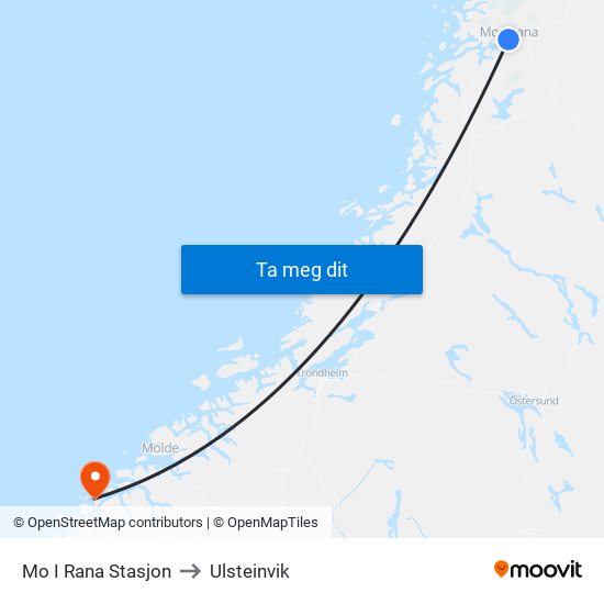 Mo I Rana Stasjon to Ulsteinvik map