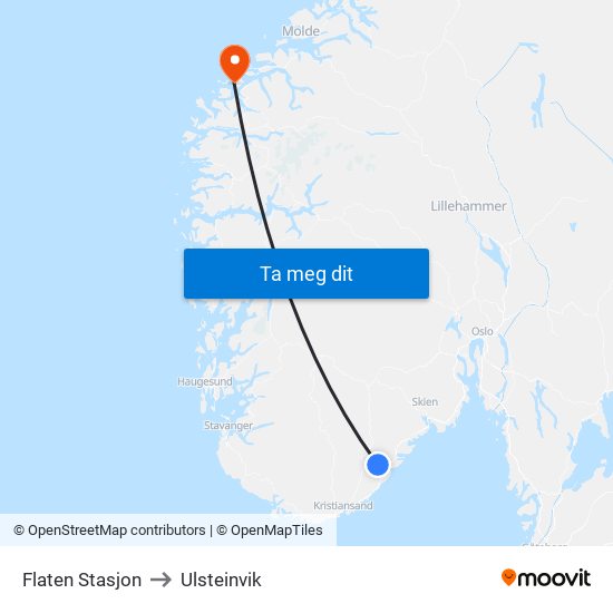 Flaten Stasjon to Ulsteinvik map