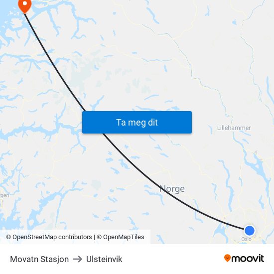 Movatn Stasjon to Ulsteinvik map